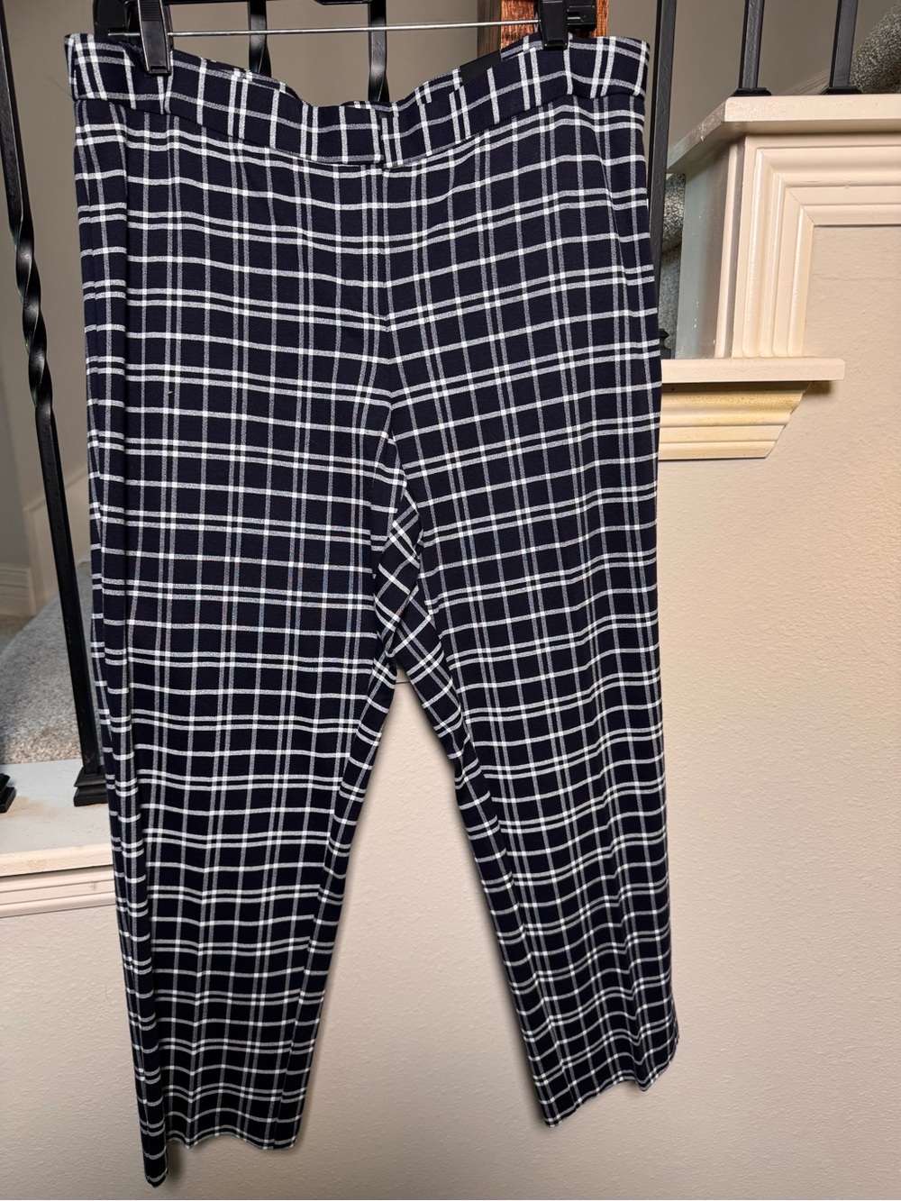 Amanda & Chelsea Navy and White Plaid Trousers